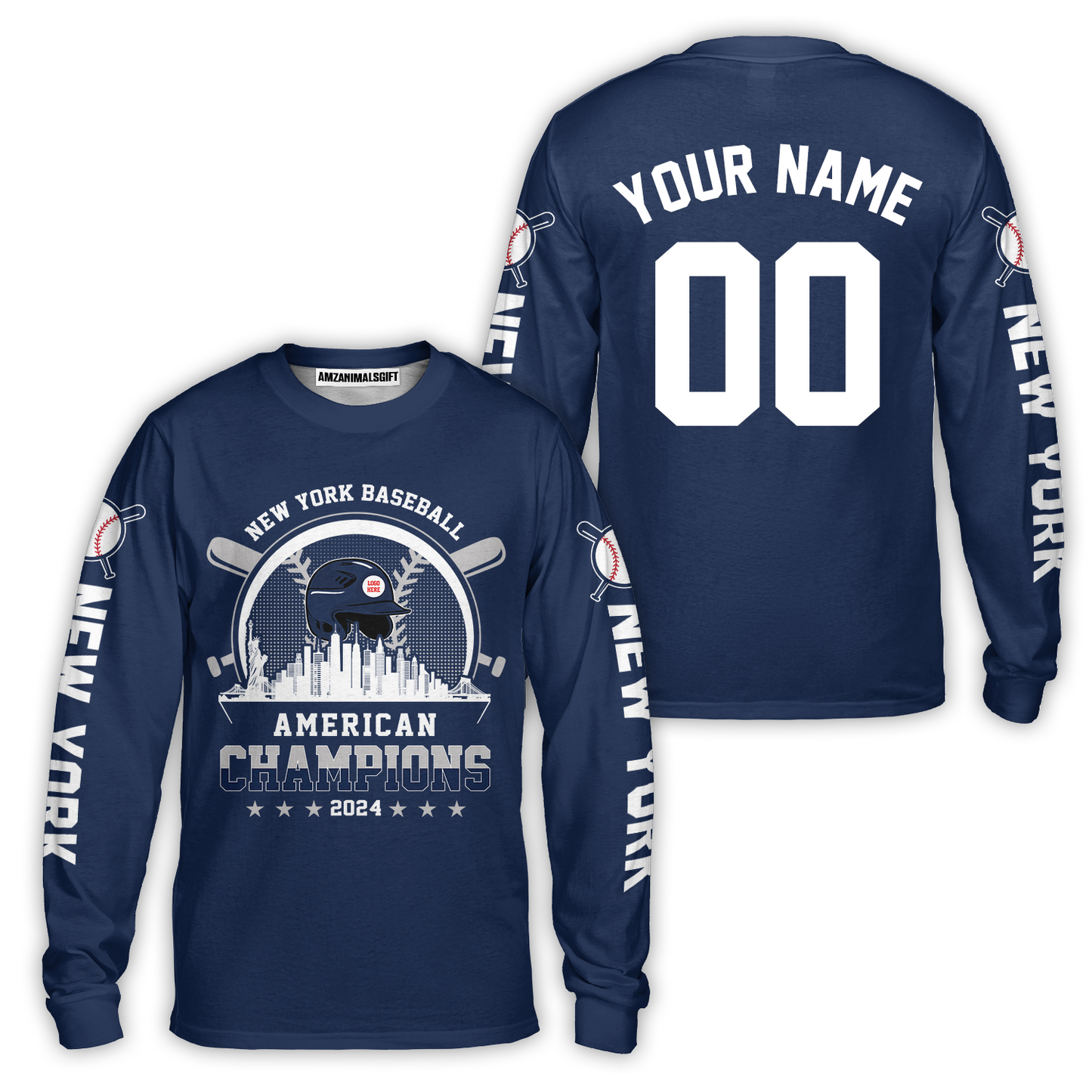 Personalized New York Y Baseball Skyline 2024 American Champions T-Shirt, New York Y Champs Shirt Gifts