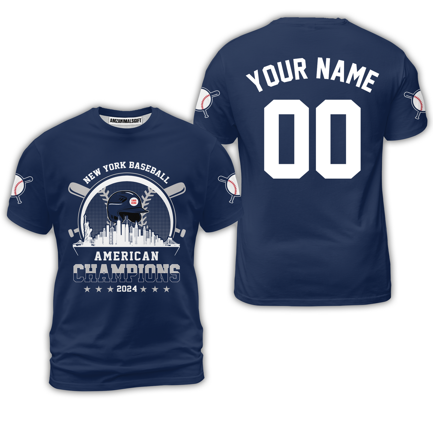Personalized New York Y Baseball Skyline 2024 American Champions T-Shirt, New York Y Champs Shirt Gifts