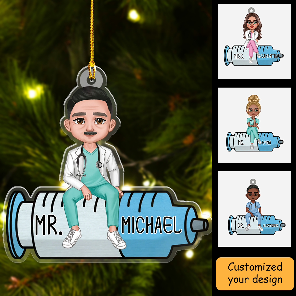 Personalized Nurse Sitting Acrylic Ornament, Nurse Gift, Gift For Nurse, Nurse Retirement Gift, Nurse Christmas Gift