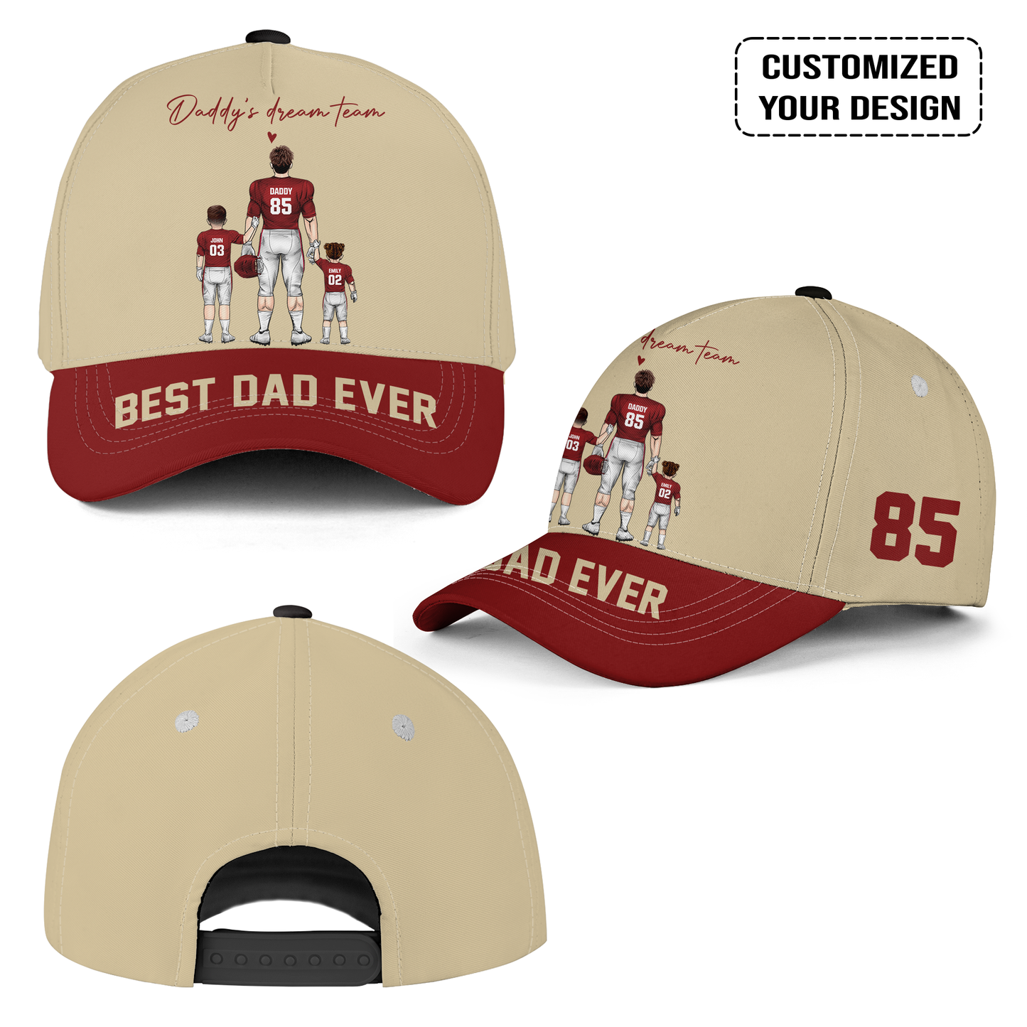 Personalized Oklahoma Football Theme Family Dad Cap - Best Dad Ever, Perfect Hat For Dad, Father, Grandpa, Family