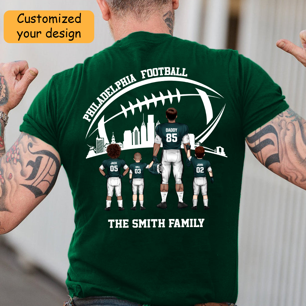 Personalized Philadelphia Football Family Dad Shirt, Perfect Gift For Dad, Father, Grandpa, Family, Football Lovers