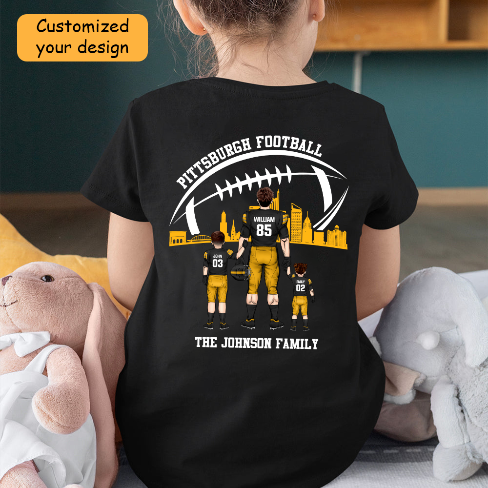 Personalized Pittsburgh American Football Family Dad Shirt, Perfect Gift For Dad, Father, Grandpa, Family, Football Lovers