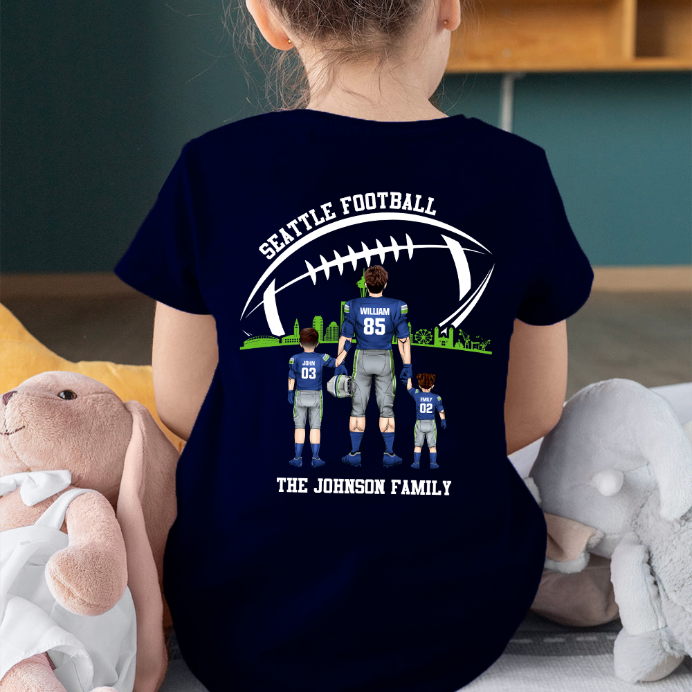 Personalized Seattle American Football Family Dad Shirt, Perfect Gift For Dad, Father, Grandpa, Family, Football Lovers