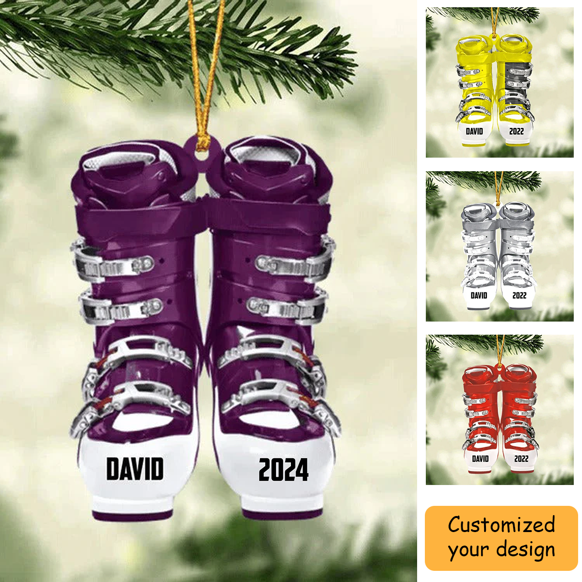 Personalized Skiing Roller Skate Christmas Acrylic Ornament, Custom Name Acrylic Ornament For Snowboarding Player