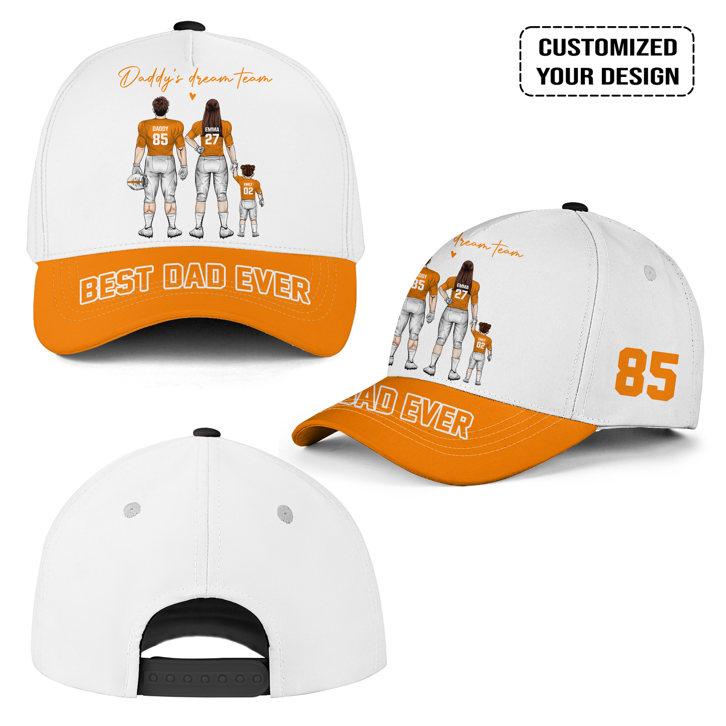 Personalized Tennessee Football Theme Family Dad Cap - Best Dad Ever, Perfect Hat For Dad, Father, Grandpa, Family