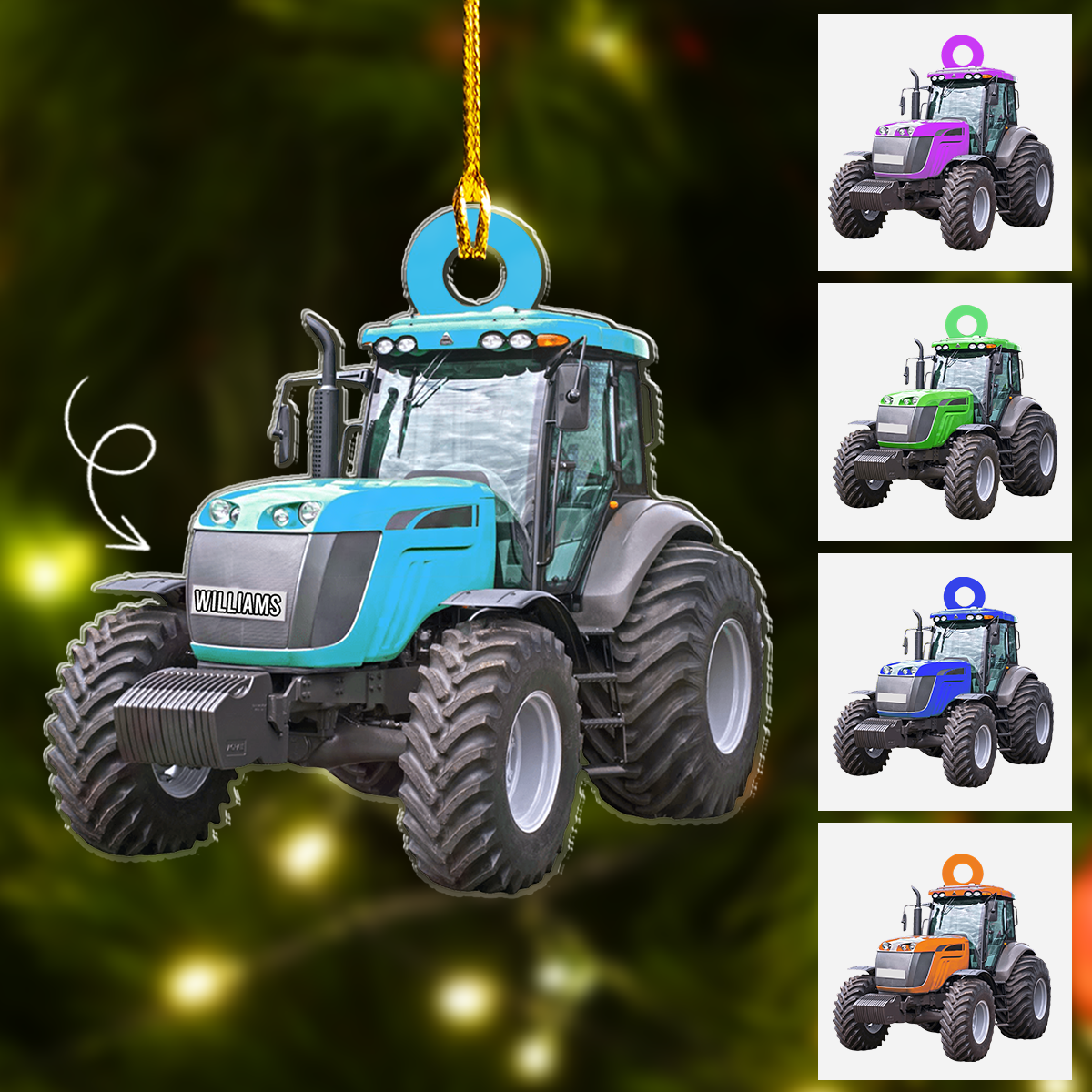 Personalized Tractor Flat Acrylic Ornament, Meaningful Christmas Ornament Gift For Farmer, Friends, Family