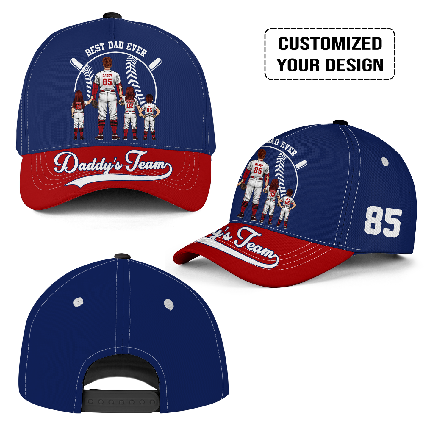 Personalized Washington Baseball Theme Family Dad Cap - Best Dad Ever, Perfect Hat For Dad, Father, Grandpa, Family