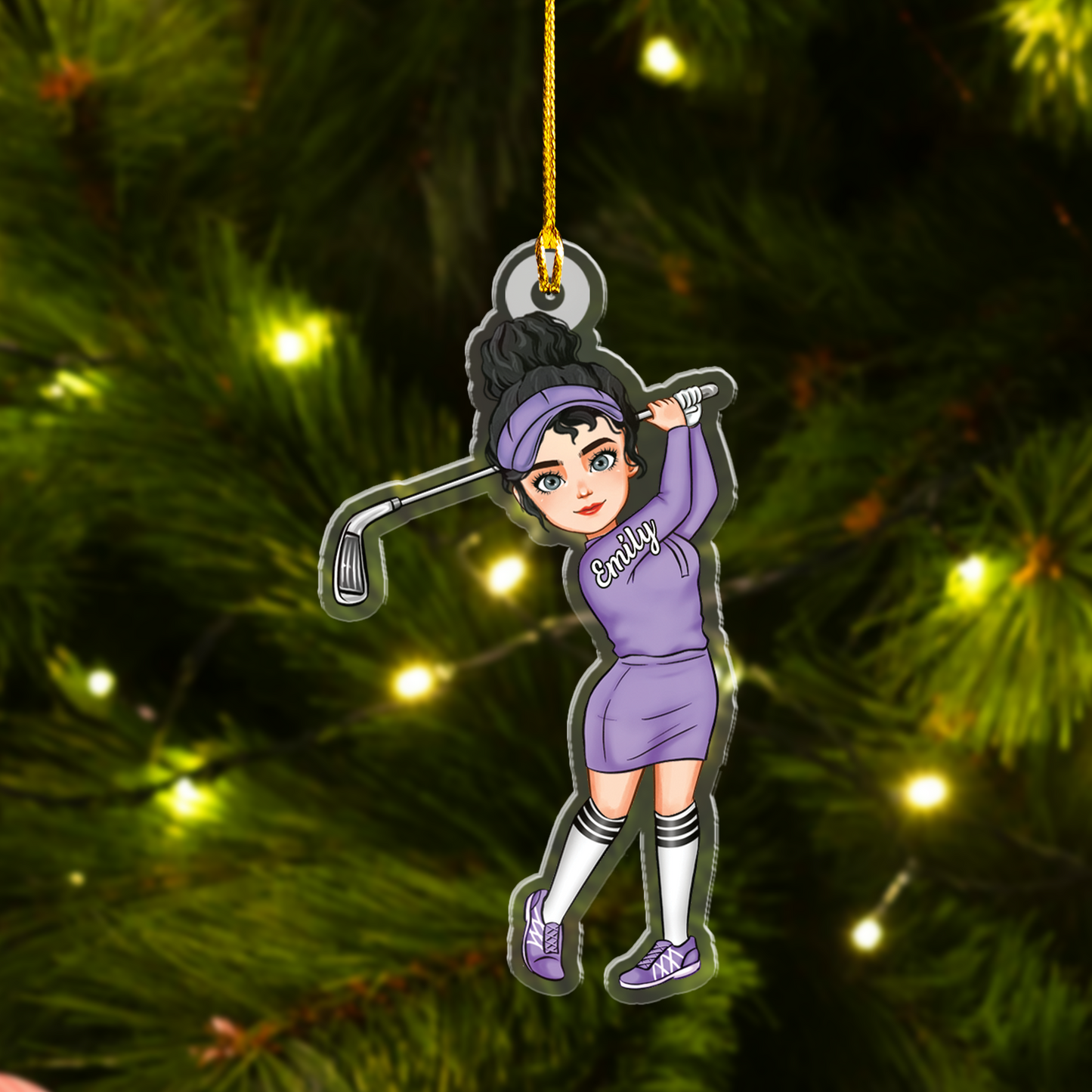 Personalized Woman's Golf Swing Acrylic Ornament, Family Friends Acrylic Ornament Gift For Golfer