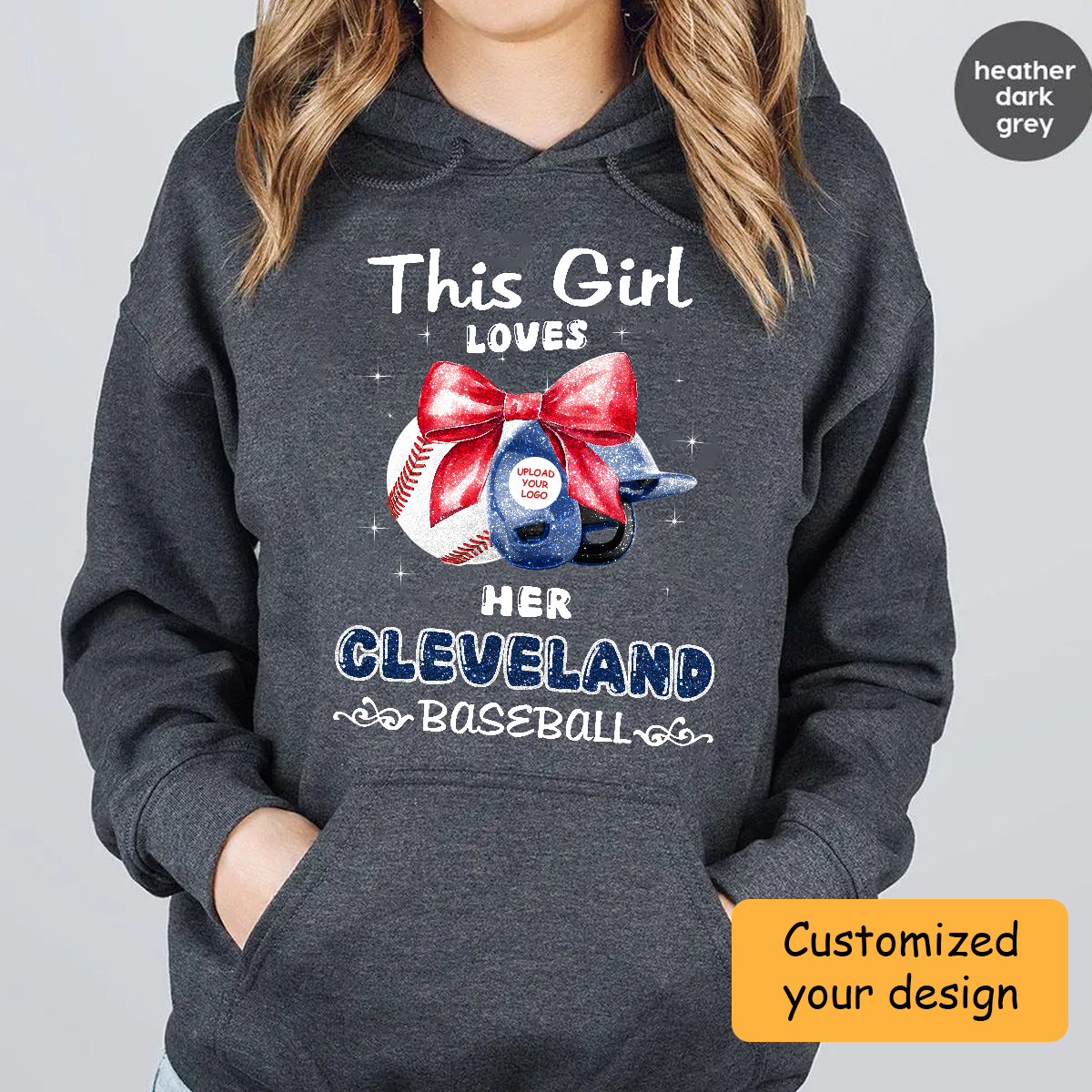Personalized Women Love Cleveland Baseball Coquette Bow Sweatshirt, Baseball Girl Mom Game Day Shirt, Baseball Lovers Gift