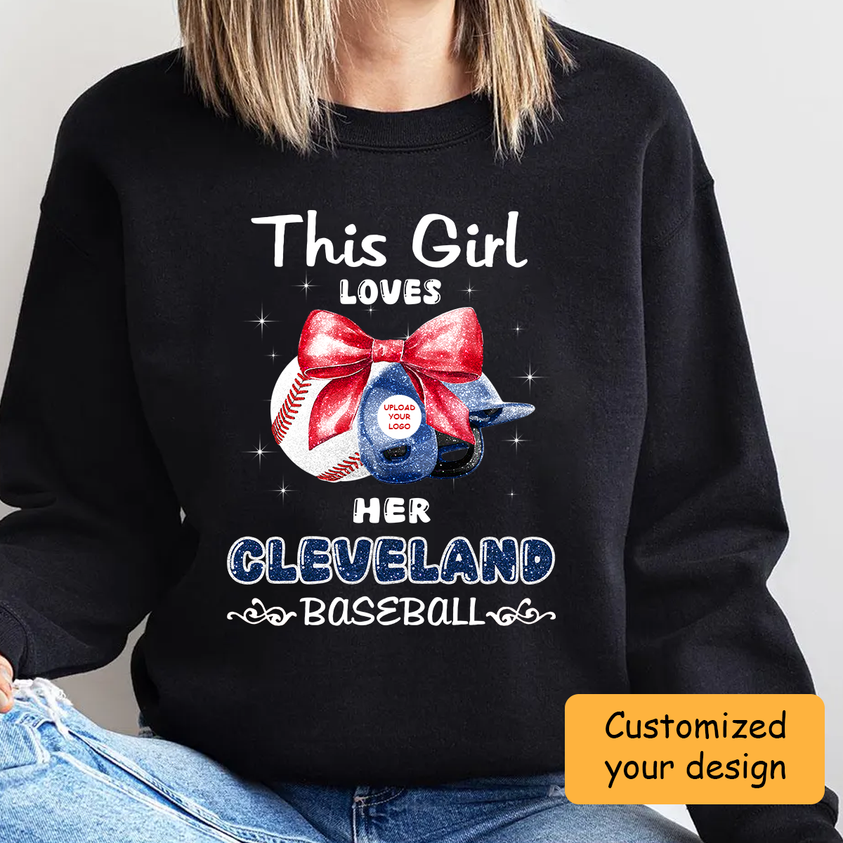 Personalized Women Love Cleveland Baseball Coquette Bow Shirt, Baseball Girl Mom Game Day Shirt, Baseball Lovers Gift