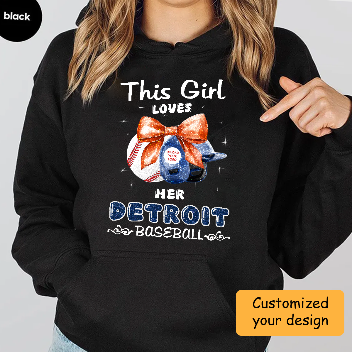 Personalized Women Love Detroit Baseball Coquette Bow Sweatshirt, Baseball Girl Mom Game Day Shirt, Baseball Lovers Gift