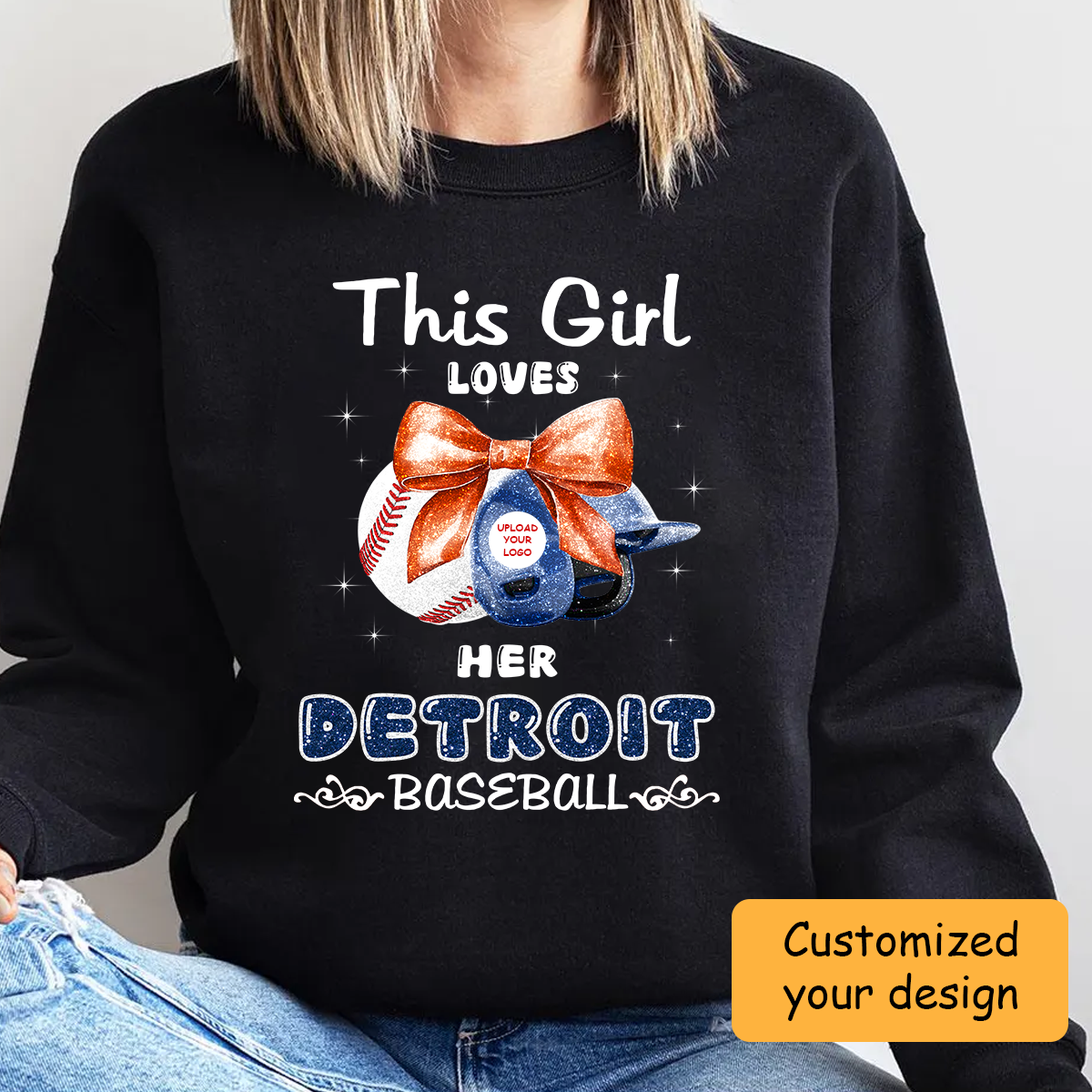 Personalized Women Love Detroit Baseball Coquette Bow Shirt, Baseball Girl Mom Game Day Shirt, Baseball Lovers Gift