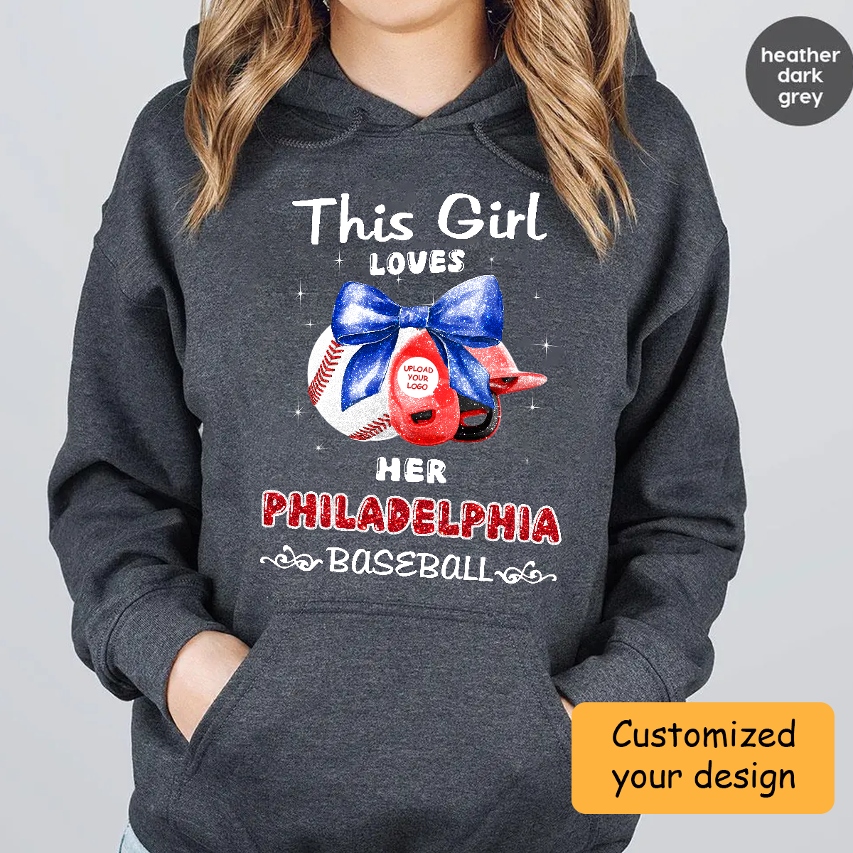 Personalized Women Love Philadelphia Baseball Coquette Bow Hoodie, Baseball Girl Mom Game Day Shirt, Baseball Lovers Gift