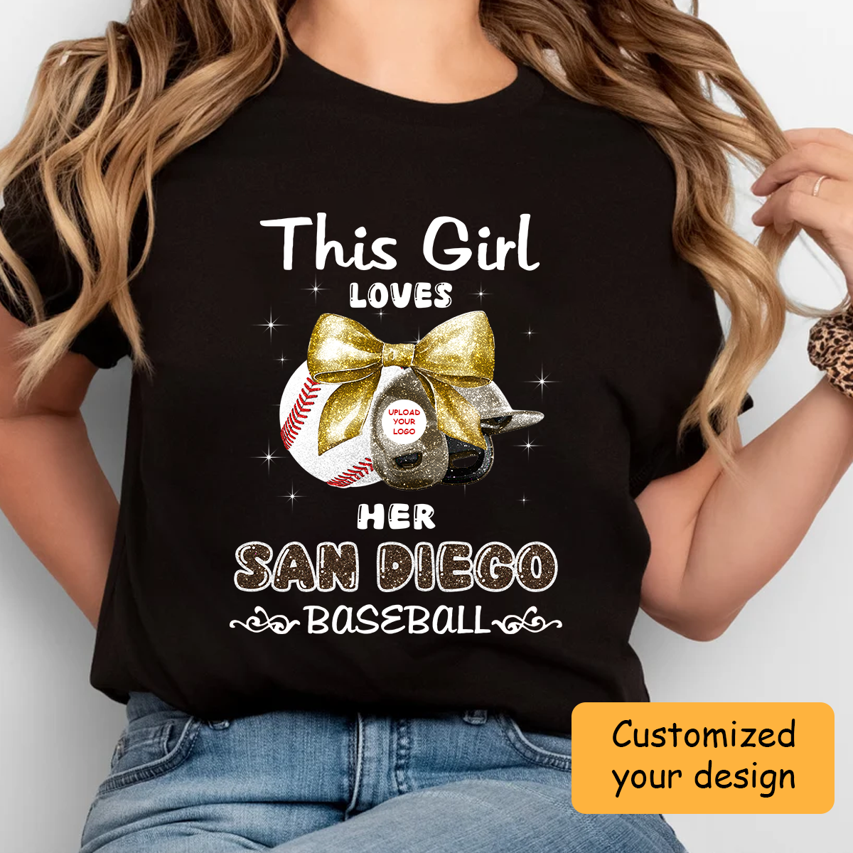 Personalized Women Love San Diego Baseball Coquette Bow Hoodie, Baseball Girl Mom Game Day Shirt, Baseball Lovers Gift