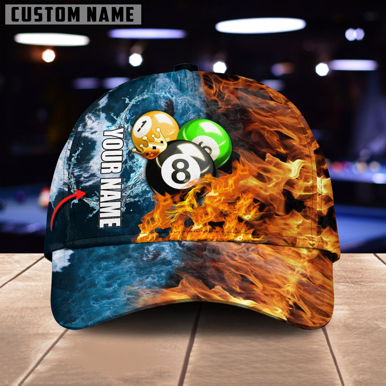 Billiards Ace Personalized Name 3D Classic Hat Cap Gifts For Billiards Lovers