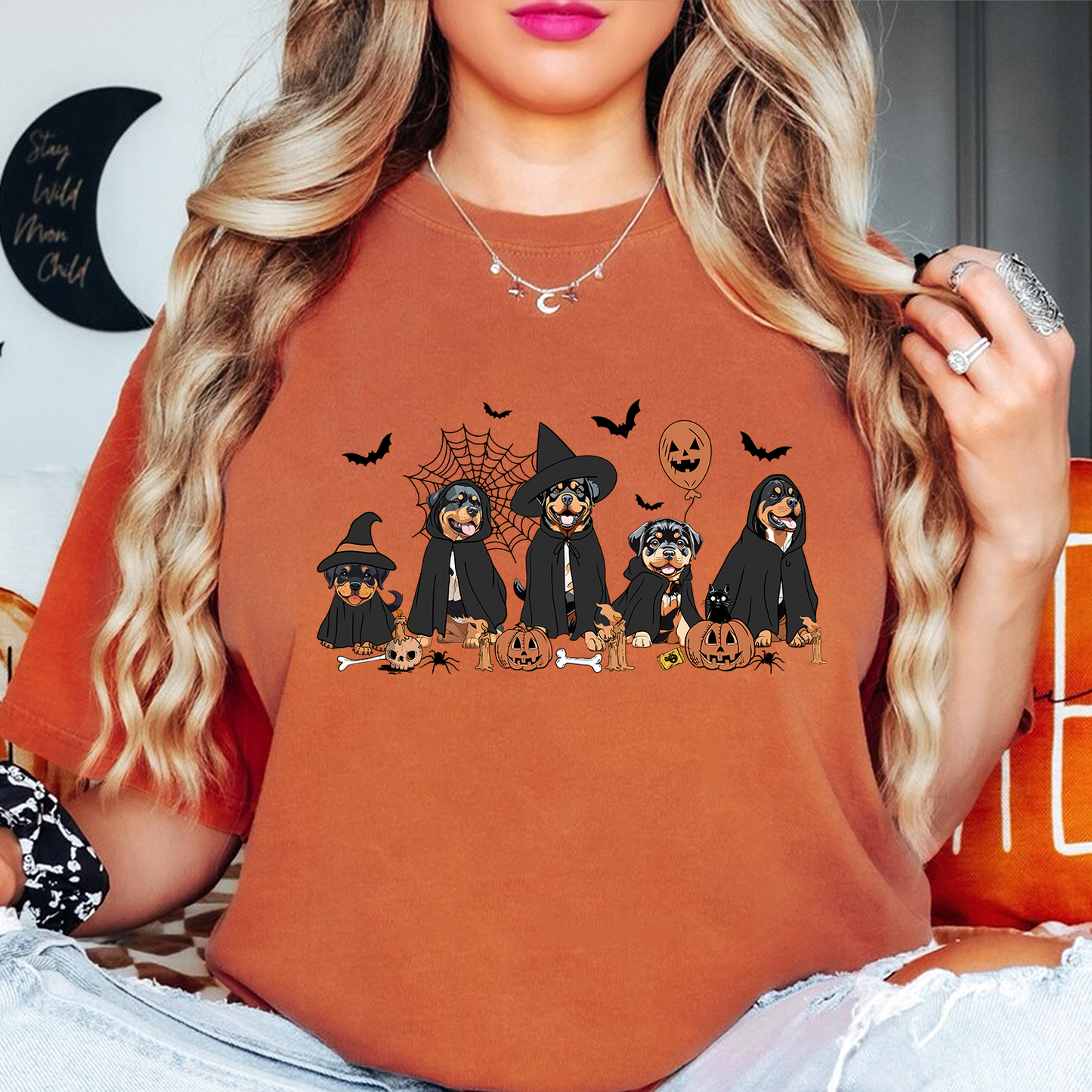 Rottweiler Witch Sweatshirt, Rottweiler Halloween Shirt, Witch Rottweiler Dog Shirt, Witch Dog Halloween Shirt