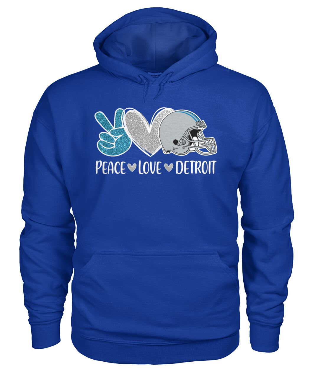 Detroit American Football Peace Silver Blue Hoodies, Perfect Outfit For Men Women Family Love Detroit Football Sport Lovers