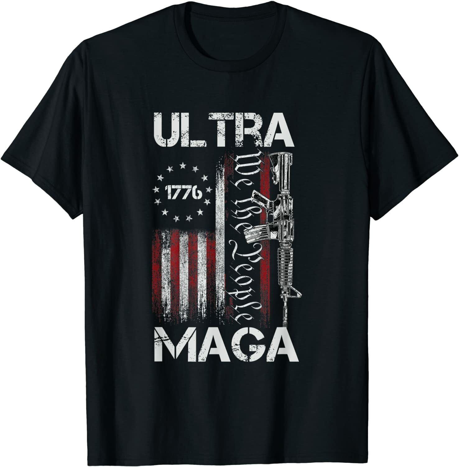 Vintage Ultra Maga Gun USA Flag Trump Maga Patriot Men Women T-Shirt