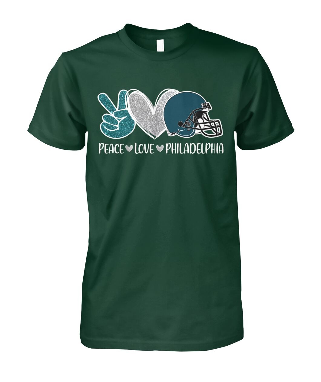 Philadelphia American Football Peace Black Forest Green T-Shirts, Football Outfit For Men Women Family Love Philadelphia Football Sport