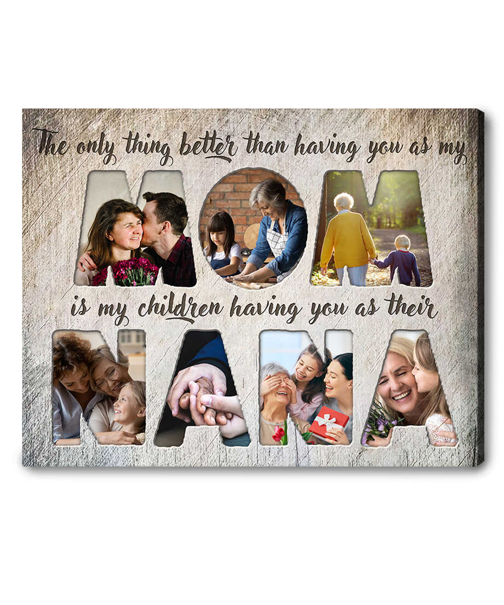 Special Gift For Mom With Mother Moments, Custom Photo Canvas Gift for Birthday, Thanksgiving, Christmas