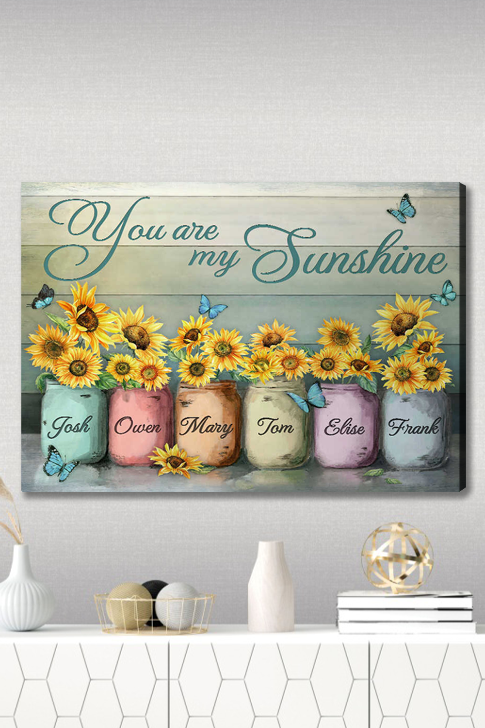 Special Gifts For Grandma With Grandkids’ Names, Sunflower Canvas Gift for Grandmother, Nana, Granny
