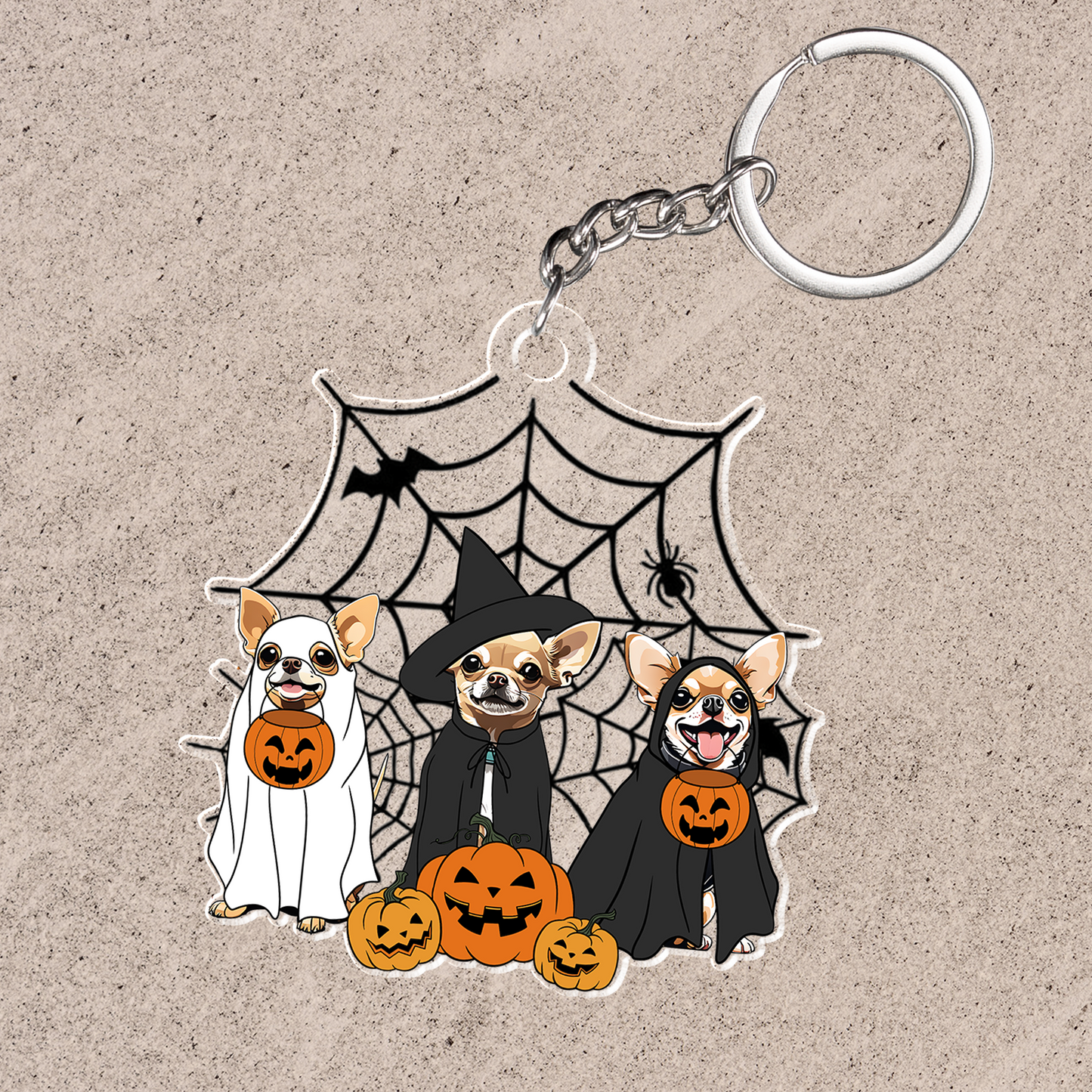Spooky Ghost And Witch Chihuahua Dog Acrylic Halloween Car Ornament, Spooky Decoration For Boxer Mom, Dog Dad