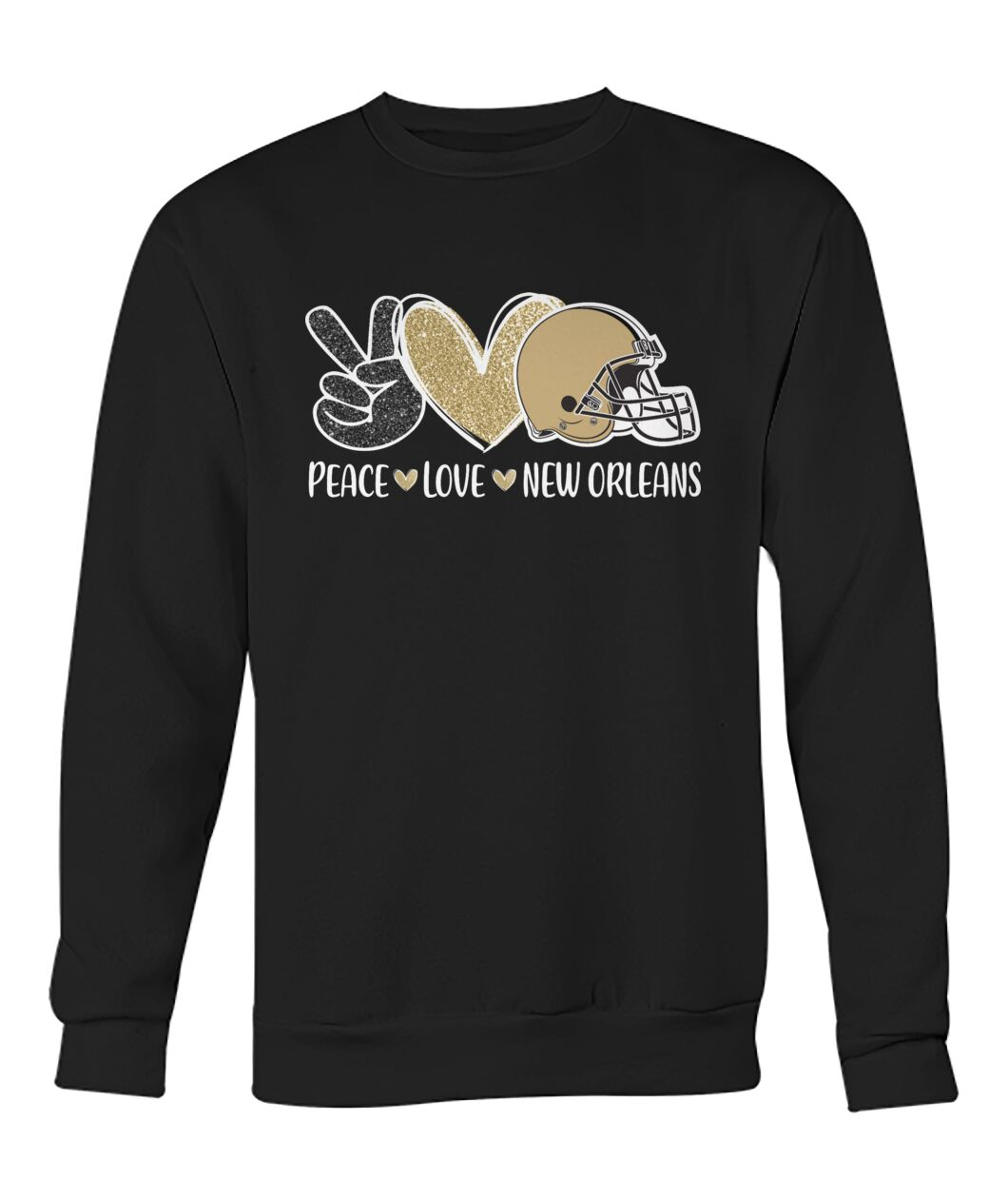 New Orleans American Football Peace Black Gold Sweatshirts, Football Outfit For Men Women Family Love New Orleans Football Sport