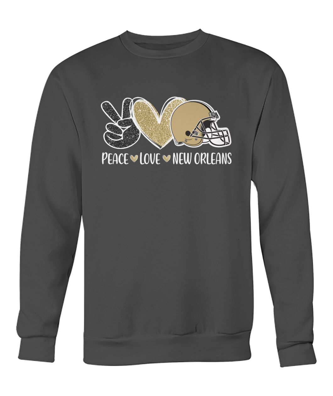 New Orleans American Football Peace Black Gold Sweatshirts, Football Outfit For Men Women Family Love New Orleans Football Sport