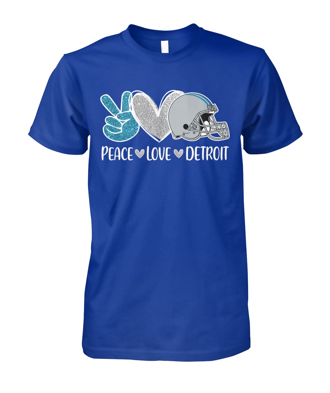 Detroit American Football Peace Silver Blue Hoodies, Perfect Outfit For Men Women Family Love Detroit Football Sport Lovers