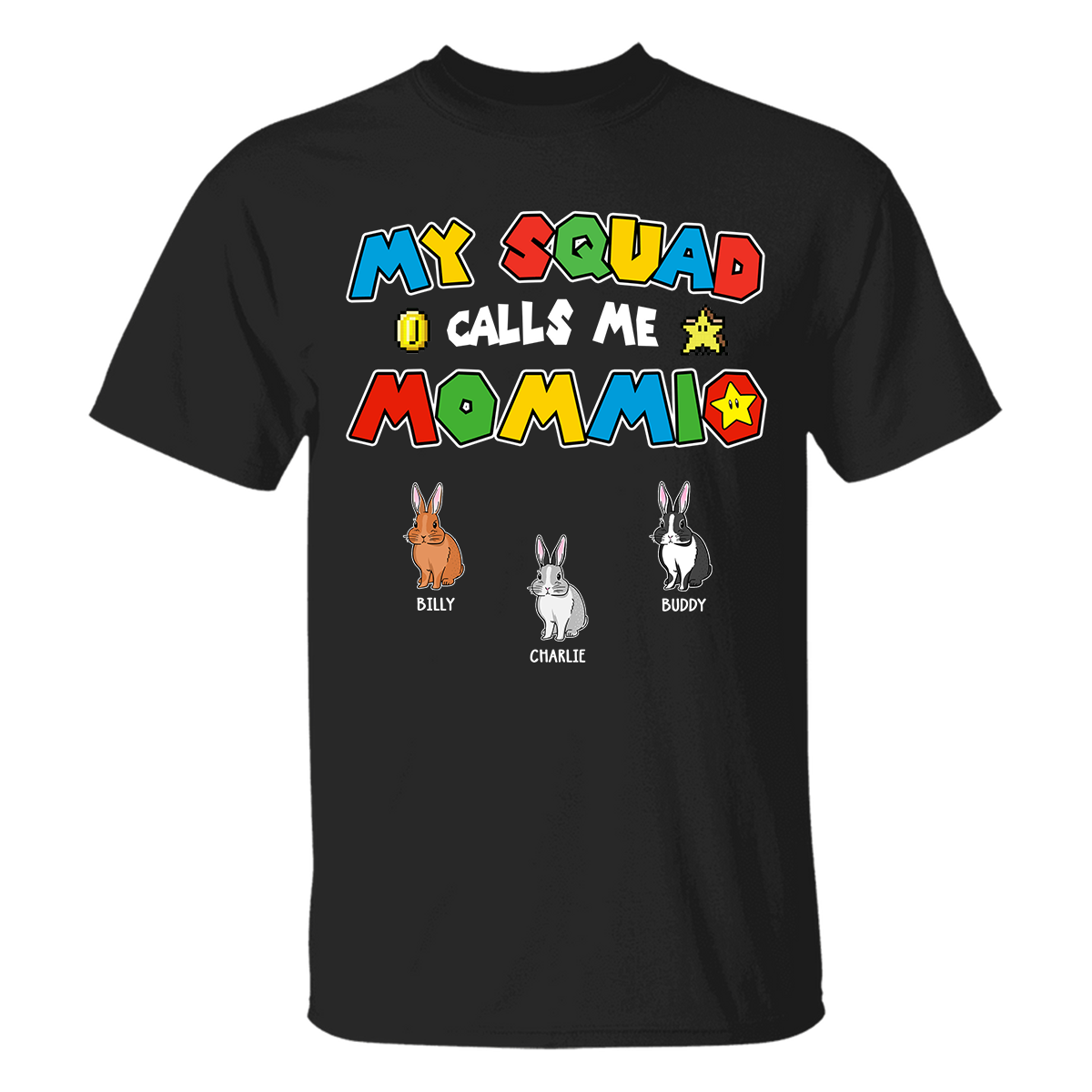 Personalized Rabbit Bunny Mom Shirt My Squad Calls Me Mommio For Mom, Mother, Grandma, Mother's Day Gift - HN19