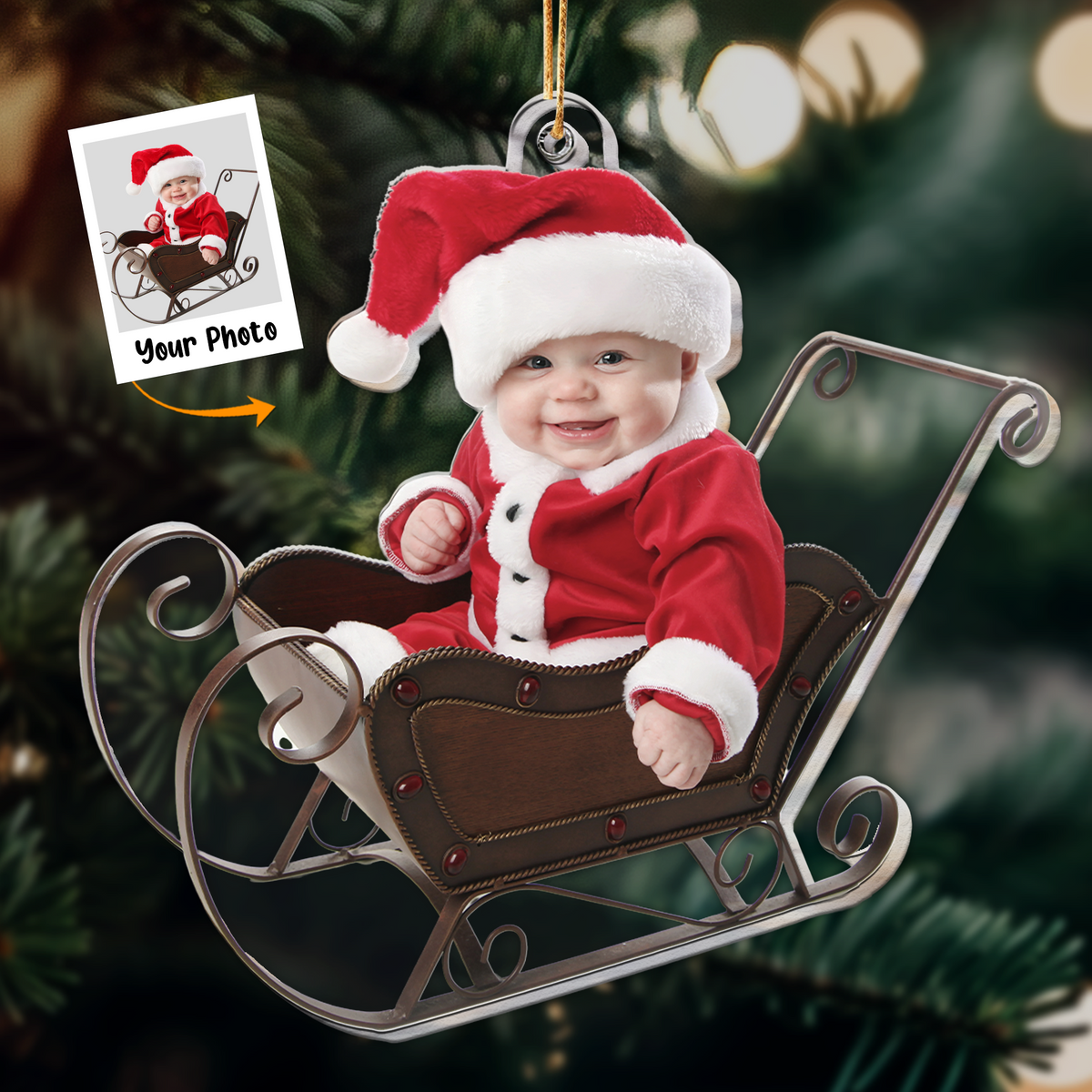 Customized Funny Baby Photo Acrylic Ornament, Meaningful Gift For Mom Dad, Grandparrent, Family