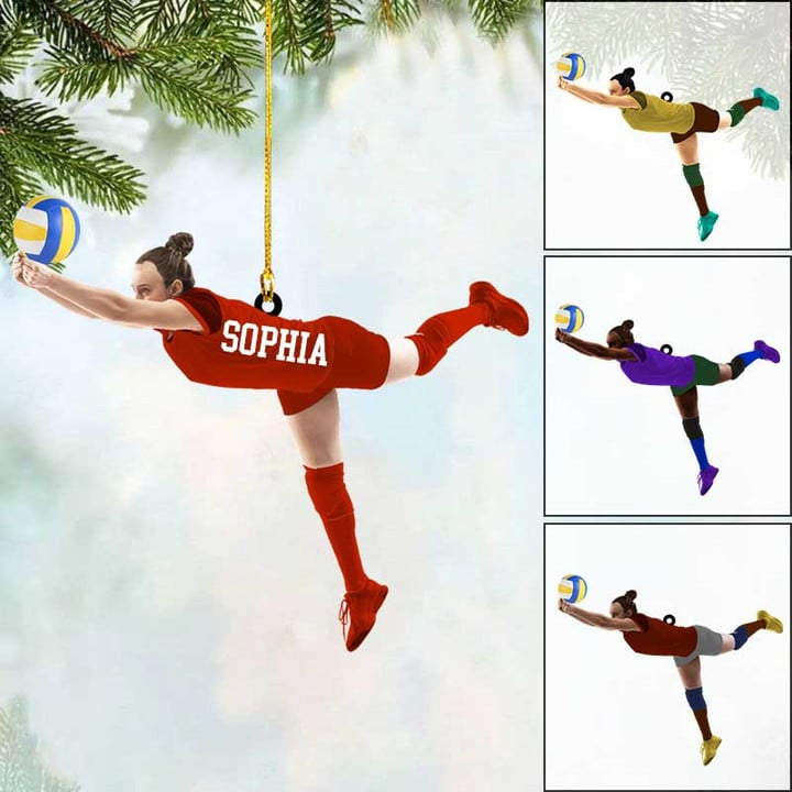 Personalized Volleyball Women Player Acrylic Ornament, Custom Christmas Ornament Gifts For Volleyball Lovers