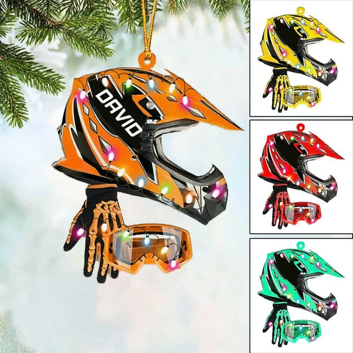 Personalized Dirt Bike Set Full Face Acrylic Ornament, Custom Christmas Ornament Gifts For Dirt Bike Lover