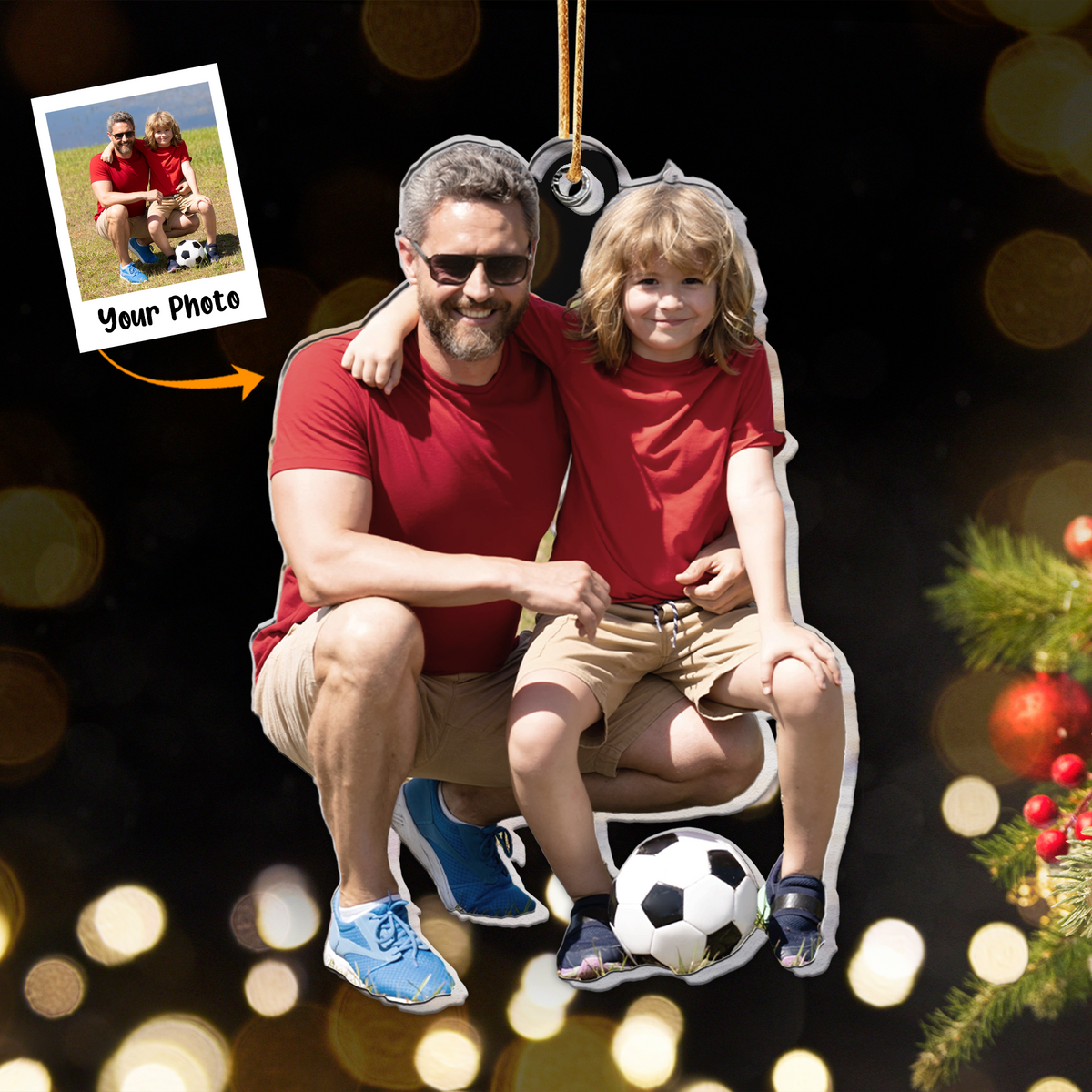 Personalized Dad And Son Daughter Moment Photo Acrylic Ornament, Meaningful Gift For Dad, Family