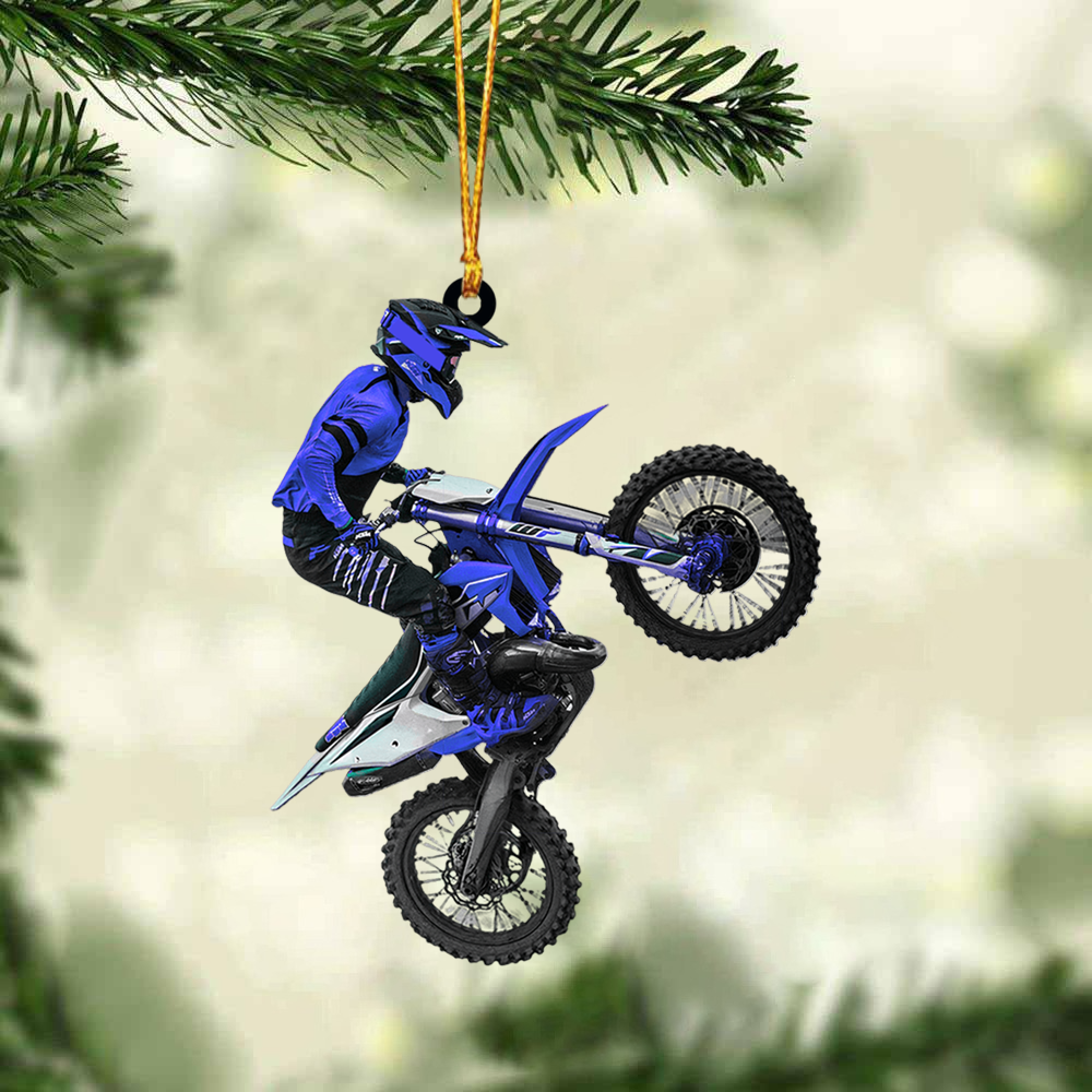 Personalized Motocross Biker Playing Acrylic Ornament, Custom Christmas Ornament Gifts For Motocross Lover