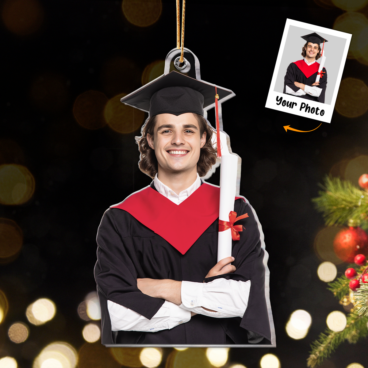 Personalized Graduation Moment Photo Acrylic Ornament, Meaningful Anniversary Gift For Son, Daughter, Family, Friends