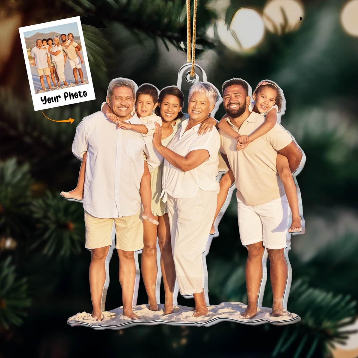 Personalized Great Big Family Moment Photo Acrylic Ornament, Meaningful Christmas Gift For Family, Friends