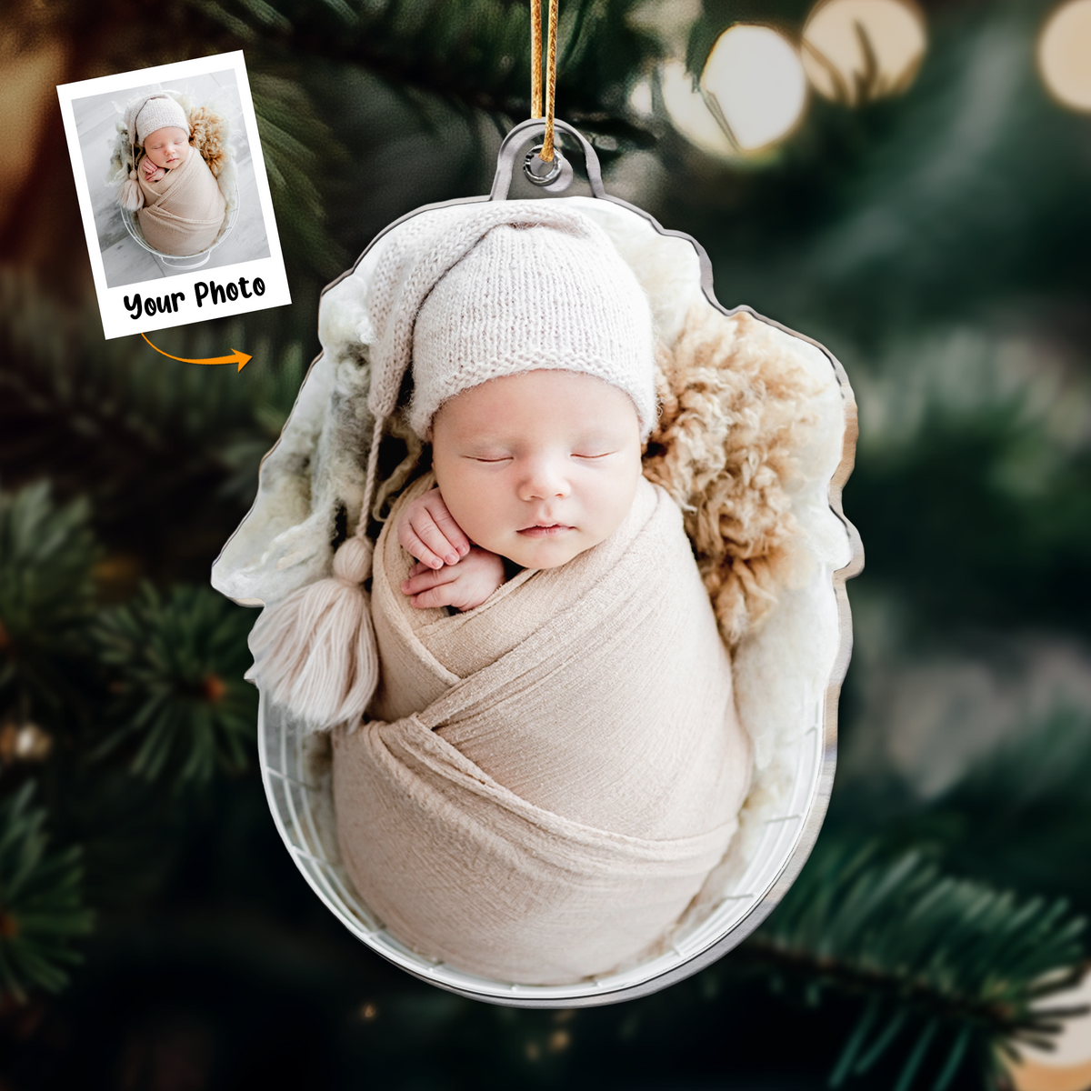 Personalized Newborn Baby Moment Photo Acrylic Ornament, Meaningful Gift For New Mom Dad Parents, Family