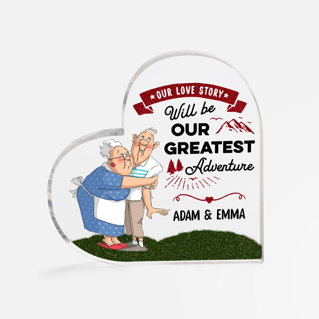 Personalized Couple Heart Acrylic Plaque, Customized Our Love Story Will Be Our Greatest Adventure Acrylic Plaque, Best Plaque For Couple