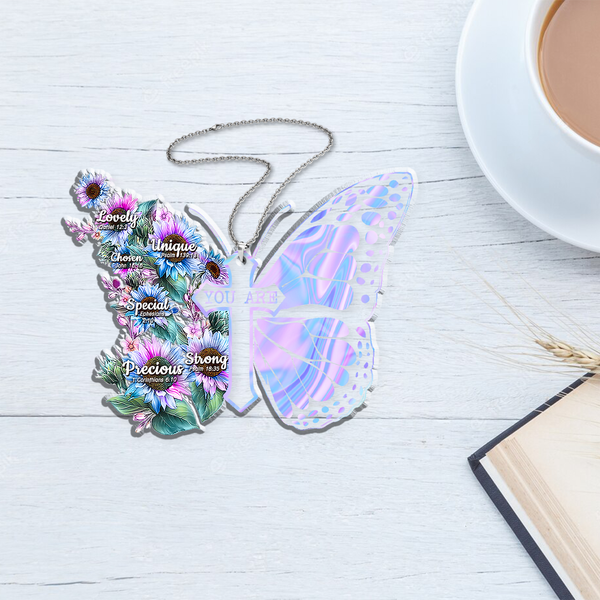 Blue Pink Hologram Butterfly Sunflowers God Says You Are Shaped Acrylic Ornament For Christmas Holiday Decor