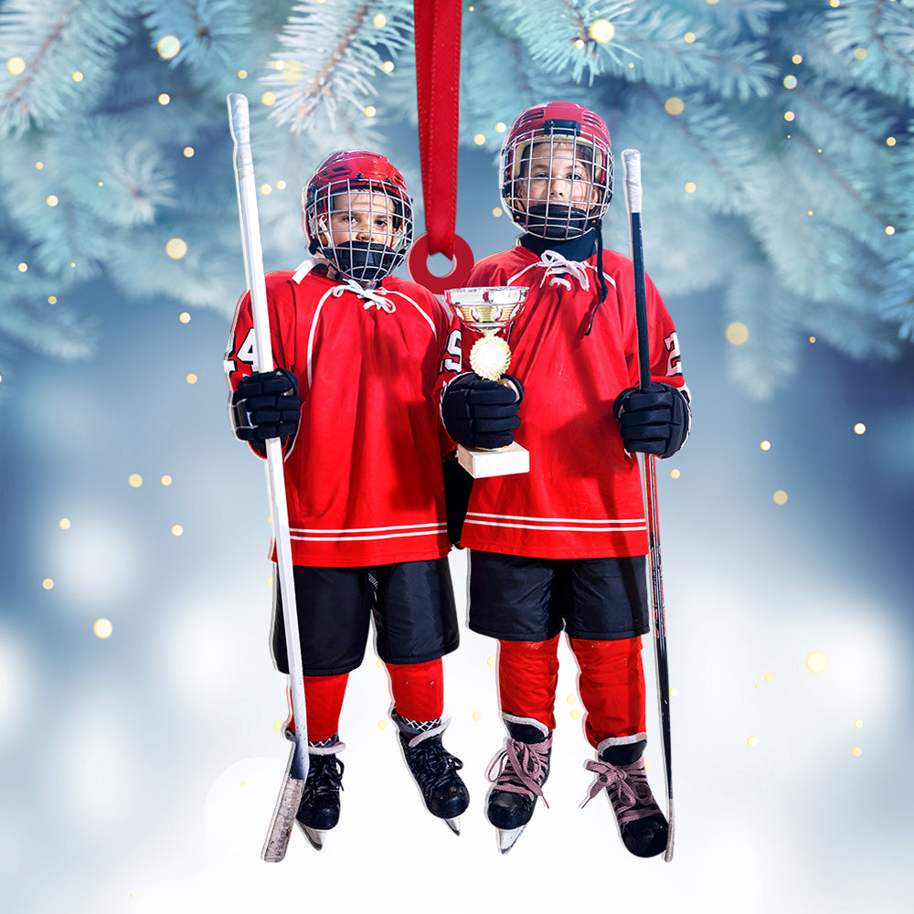 Custom Photo Ice Hockey Player Acrylic Ornament, Personalized Christmas Ornament Gifts For Ice Hockey Players