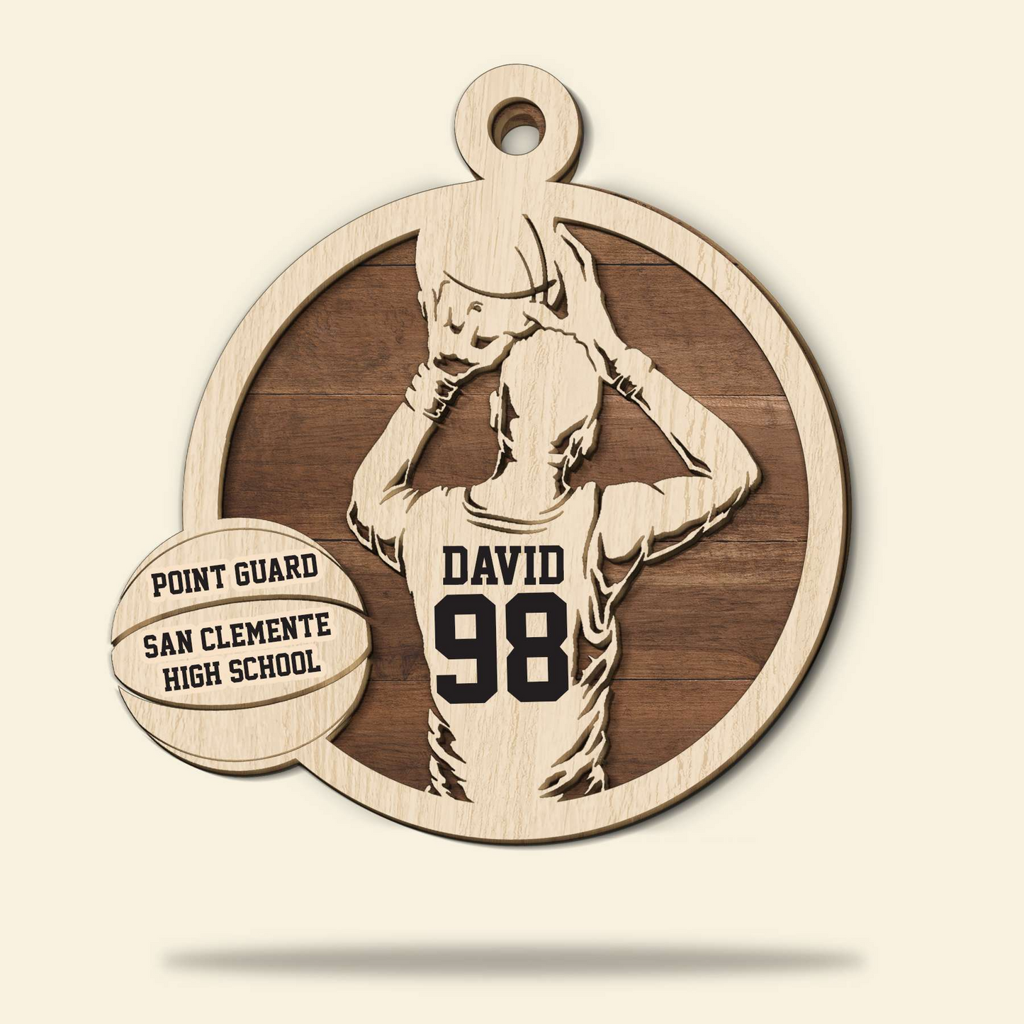 Personalized Basketball Player Double Layered Wood Ornament, Custom Christmas Ornament Gift Decor For Son, Grandson