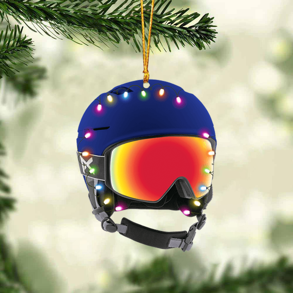 Personalized Skiing Helmet Acrylic Ornament, Custom Christmas Ornament Gifts For Skiing Lovers