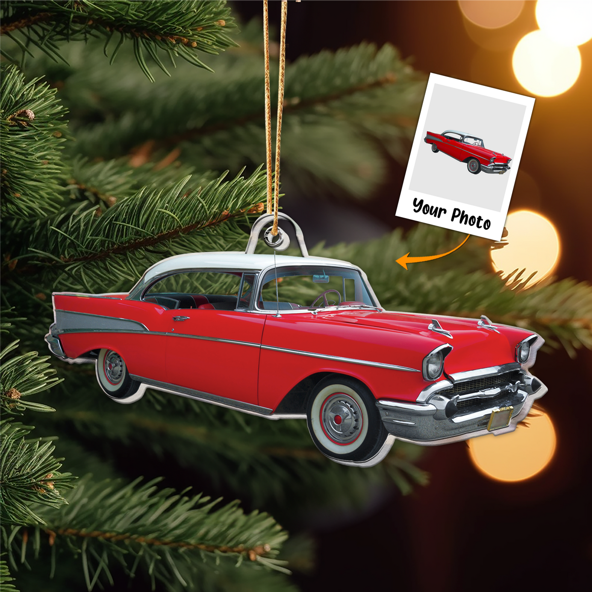 Personalized Classic Favorite Car Photo Acrylic Ornament, Christmas Gift For Car Lovers