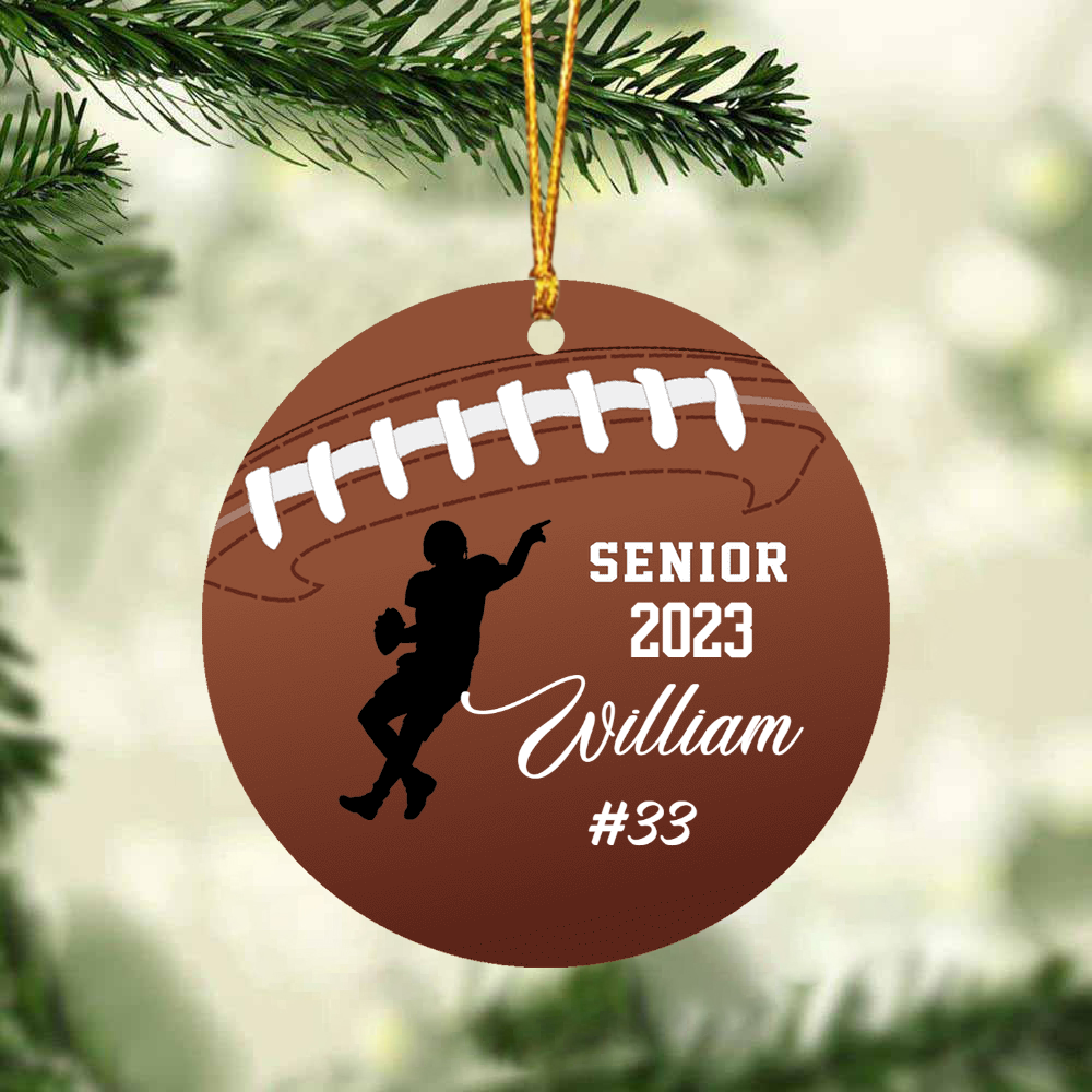 Personalized American Football Player Silhouette Acrylic Ornament, Custom Christmas Ornament Gifts For American Football