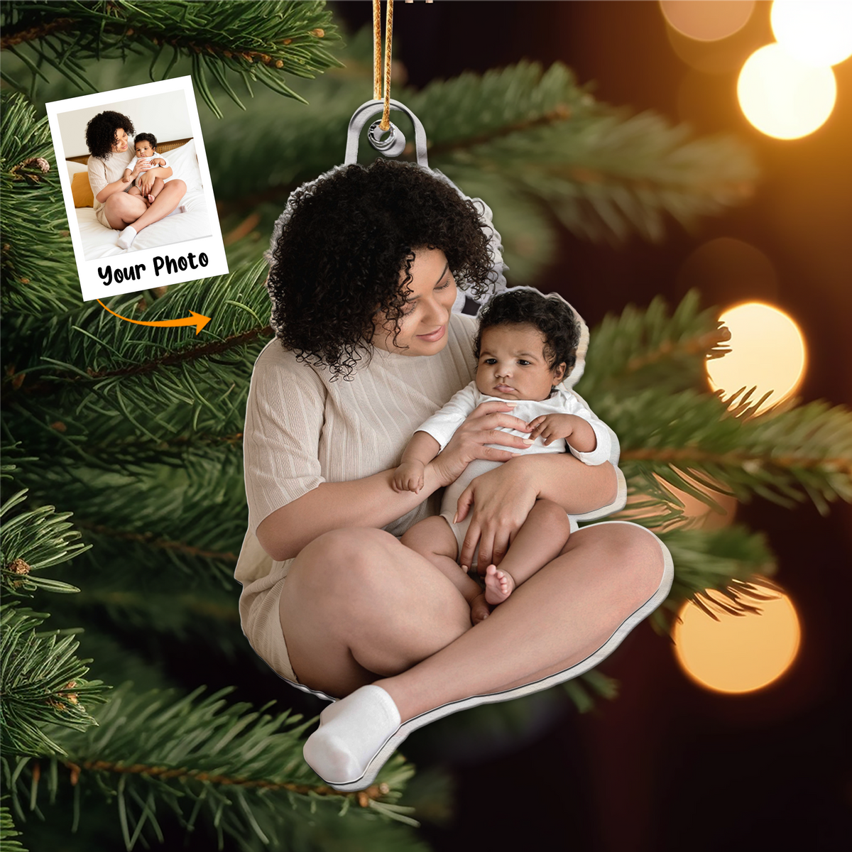 Personalized Mom And Baby Moment Photo Acrylic Ornament, Meaningful Gift For New Mom, Newborn Family, Friends