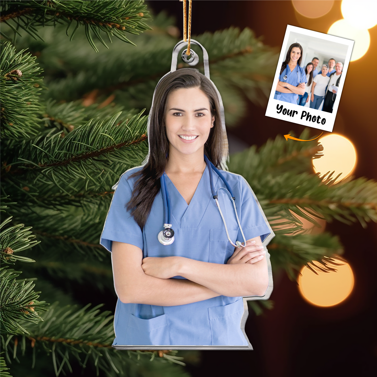 Personalized Female Nurse Photo Acrylic Ornament, Meaningful Anniversary Gift For Daughter, Mom, Granddaughter