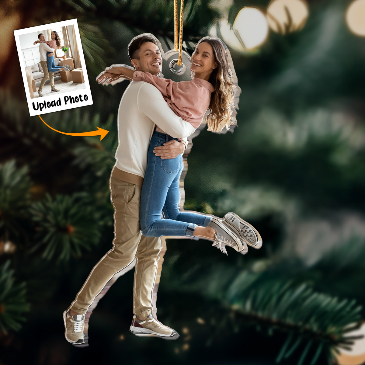 Custom Couple Photo Acrylic Ornament Best Moment With Lover, Meaningful Christmas Gift For Couple, Lovers, Family