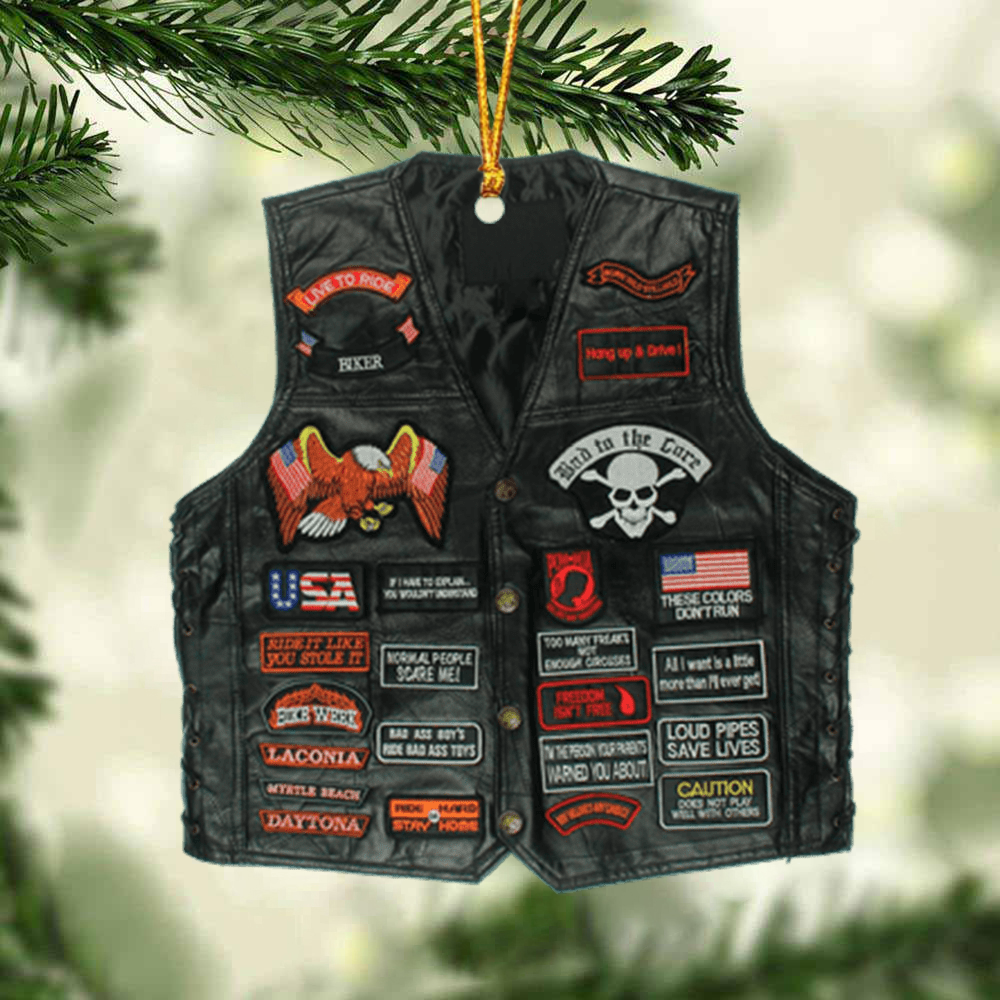 Personalized Biker Jacket Acrylic Ornament, Custom Christmas Ornament Gifts For Biker Lovers