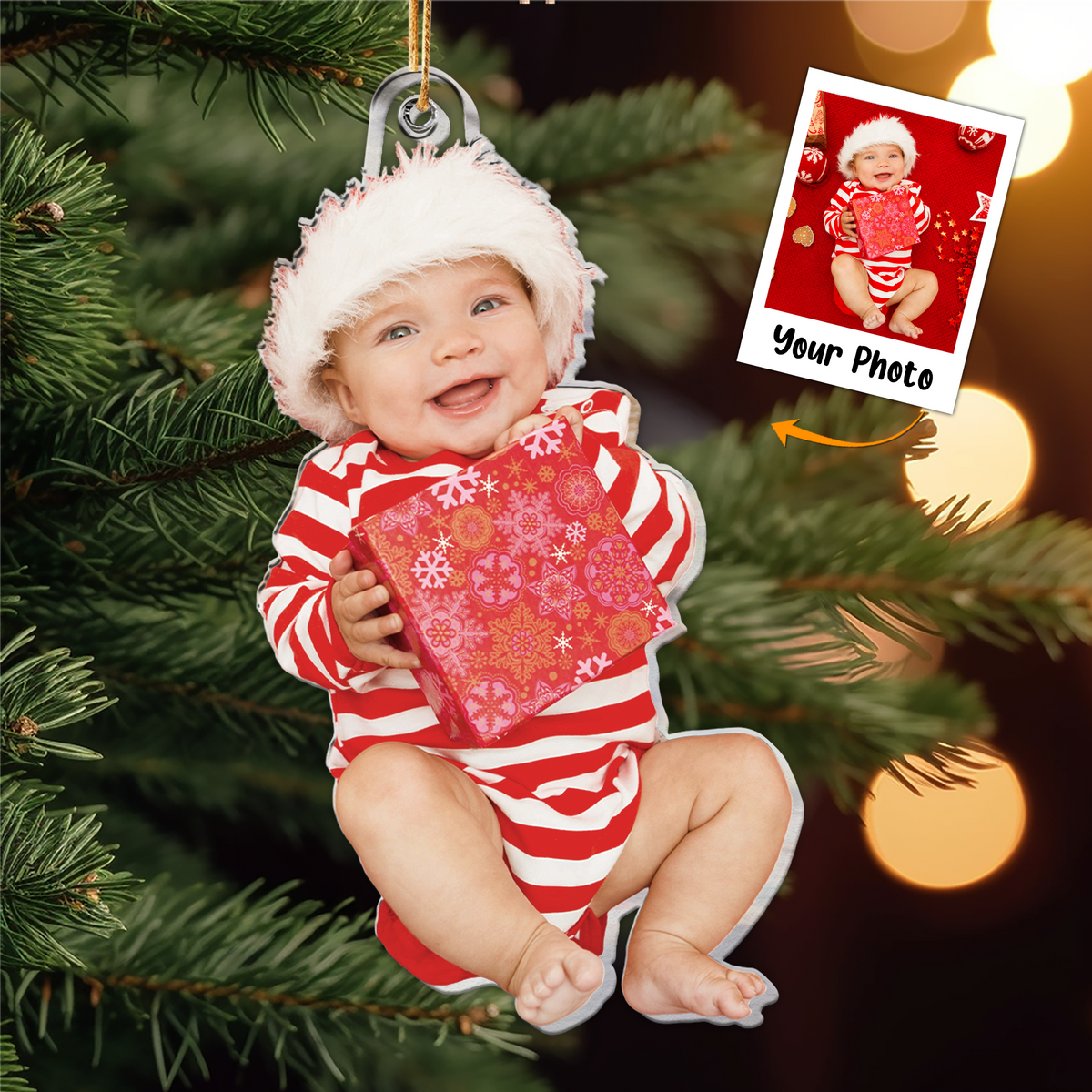 Customized Funny Baby Photo Acrylic Ornament, Meaningful Gift For Mom Dad, Grandparrent, Family